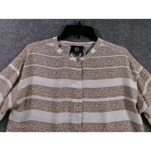 Adrienne Vittadini Blouse Womens S Striped Long Sleeve Tunic Cream White Black - Picture 2 of 9